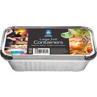 Bedsland FS Large Aluminium Foil Containers Lid 6 Pack Disposable Food Storage in Silver