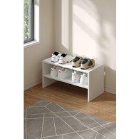 Living and Home 2-Tier Open Wood Shoe Rack Storage Shelf 61cm W x 30cm H in White | Size: 61 cm W x 30 cm H