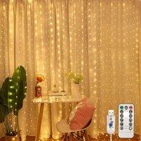 NIVOR Curtain Lights Indoor Outdoor, 300LED 3mx3m Fairy Lights 8 Modes 3000K in Clear