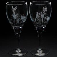 Glyptic Glass Art Boston Terrier Wine Glass in Clear | Size: Large