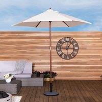 Charles Bentley Garden Lg. 2.4M Wooden Garden Patio Parasol Shade Umbrella 38mm in Off-White