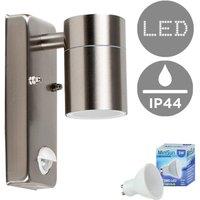 ValueLights Outdoor IP44 Silver Wall Downlight with 5w LED Bulb