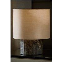 ValueLights Melanie Dark Marble Effect Table Lamp with Natural Linen Lamp Shade
