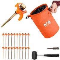 Trail Outdoor Leisure Trail 20pc Screw Tent Pegs Hard Stony Ground with Mallet Peg Extractor & Bag