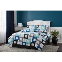 Snug City Modern Blue & Grey Geometric Modern Duvet Cover & Pillowcase Set | Size: Super King