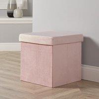 Home Source Folding Ottoman Chest Solid Sturdy Storage Bedding Box Trunk in Light Pink