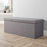 Home Source Folding Ottoman Chest Solid Sturdy Storage Bedding Box Trunk in Grey | Size: XL