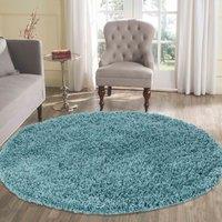 Desire Rugs Modern Elegant Soft Shaggy Rug for Living Rooms - Stylish Area Rugs in Duck Egg Blue | Size: 120 cm diameter