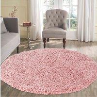 Desire Rugs Modern Elegant Soft Shaggy Rug for Living Rooms - Stylish Area Rugs in Baby Pink | Size: 120 cm diameter