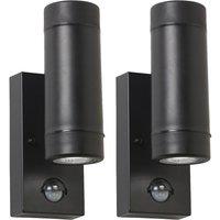 First Choice Lighting Set of 2 Gale - Polypropylene Coastal PIR Motion Sensor Wall Lights in Black