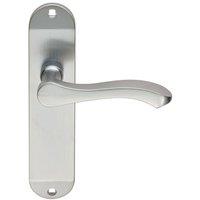 Loops PAIR Scroll Lever Door Handle on Latch Backplate 180 x 40mm Satin Chrome