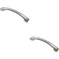 Loops 2x Curved Bow Pull Handle 183 x 26mm 160mm Fixing Centres Satin Nickel in Metallics