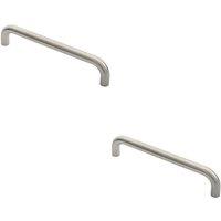 Loops 2x Round D Bar Door Pull Handle 322 x 22mm 300mm Fixing Centres Satin Steel in Metallics