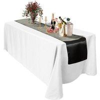 Neel Blue Satin Table Runner, 11" x 108" in Black