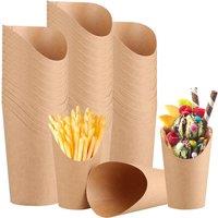 ECONX 12oz Kraft French Fries Holder Disposable Chip Cone Crisps Charcuterie in Brown | Size: 500 Pieces