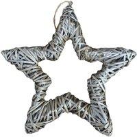 Red Hamper Wicker Antique Wash Open Star Christmas Decoration in Grey