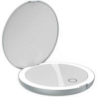 LUNA London Compact Travel Mirror | 7X Magnified Rechargeable LED Makeup Mirror in Grey | Size: 1 Pack
