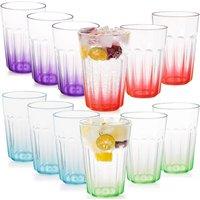 Greentainer Durable Plastic Drinking Glasses 350ml Set of 12 Reusable BPA free