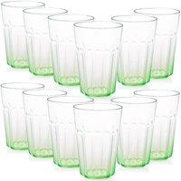 Greentainer Durable Drinking Glasses 350ml 12 Set Reusable AS Plastic Water Glasses in Green