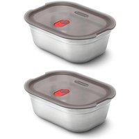 Black + Blum Set of 2 Steel Food Box Medium 900ml- Grey & Red