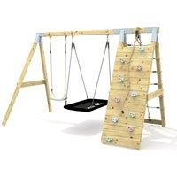 OutdoorToys Premium Double Garden Swing with Up & Over Wall for Kids - Boat Mint Green
