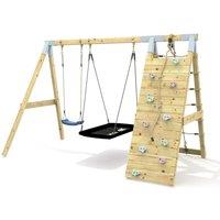 OutdoorToys Premium Double Garden Swing with Up & Over Wall for Kids - Boat Navy Blue