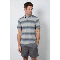 Maine Men's Blue Variegated Stripe Polo Shirt | Size: Medium