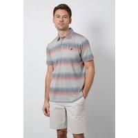 Maine Men's Pink Variegated Stripe Polo Shirt | Size: Medium