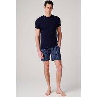 British Boxers Men's Minimalist Geometric Bamboo Short Pyjama Set in Dark Navy | Size: Medium