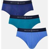 British Boxers Men's Pack of Three Summertime Blues Cotton Briefs | Size: Medium