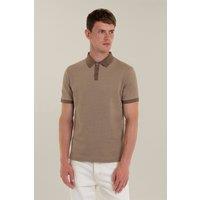 Larsson & Co Men's Jarell - Two Tone Jacquard Polo Shirt in Light Brown | Size: XL
