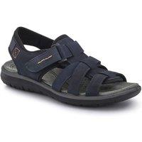 Pavers Men's Leather Touch-Fasten Sandals in Navy | Size: 7