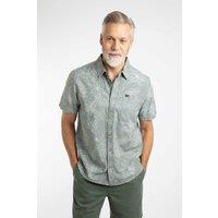 Weird Fish Men's Russell Printed Chambray Short Sleeve Shirt in Green | Size: 4XL