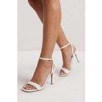 MissPap Women's White Faux Leather Stiletto Heeled Sandals | Size: 8