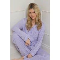 Dorothy Perkins Women's Nightwear Jersey Long Sleeve Pyjama Set in Lilac | Size: Medium