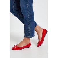 Dorothy Perkins Women's Penny Faux Patent Leather Comfort Ballerinas in Red | Size: 5