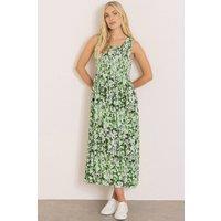 Klass. Women's Garden Print Smocked Midaxi Dress in Green | Size: 18