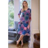 Klass. Women's Circle Print Lightweight Relaxed Fit Dress in Blue | Size: 16