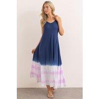 Klass. Women's Bias Cut Tie Dye Strappy Maxi Dress in Blue | Size: 16