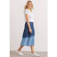Klass. Women's Dip Dye Cotton Denim Skirt in Blue | Size: 18