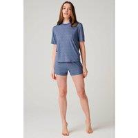 British Boxers Women's Boom Bloom Bamboo Short Pyjama Set in Blue | Size: 10