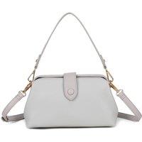 Fontanella Fashion Women's Elira PU Leather Top Handle Crossbody Vanity Hobo Bag in Light Grey