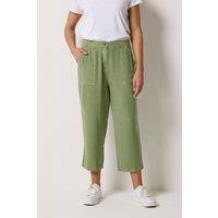 M&Co Women's Cropped Carpenter Trousers in Green | Size: 20L