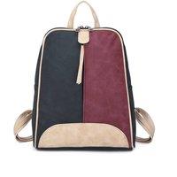 Fontanella Fashion Women's Zivaro Multi-Color Suede Leather Backpack in Jet Black