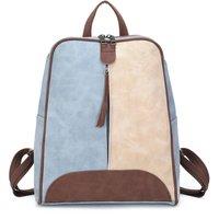 Fontanella Fashion Women's Zivaro Multi-Color Suede Leather Backpack in Pale Blue