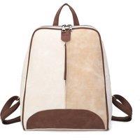 Fontanella Fashion Women's Zivaro Multi-Color Suede Leather Backpack in Off-White