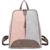 Fontanella Fashion Women's Zivaro Multi-Color Suede Leather Backpack in Pale Pink