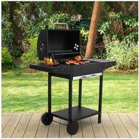 Living and Home Outdoor Garden Charcoal BBQ Grill with Side Table in Black