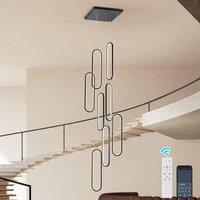 NIVOR 8 Lamp LED Dimmable High Large Staircase Pendant Light Chandelier 3M in Black