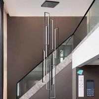 NIVOR 8 Lights Rectangle LED Dimmable Pendant Long Staircase Chandelier 3M in Black
